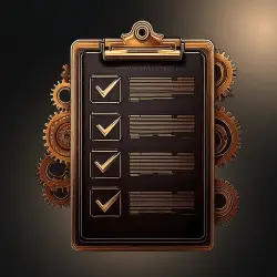 clipboard with checked ticks and system cogs vector image